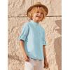 Arshiner Boys Linen Henley Cotton Shirt Button Up Short Sleeve Beach Tee Casual Tops Size 4-12 Years(Light Blue)