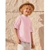 Arshiner Boys Linen Henley Cotton Shirt Button Up Short Sleeve Beach Tee Casual Tops Size 4-12 Years(Light Pink)