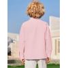 Arshiner Boys Linen Henley Cotton Shirt Button Up Short Sleeve Beach Tee Casual Tops Size 4-12 Years(Light Pink)