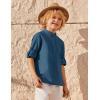 Arshiner Boys Linen Henley Cotton Shirt Button Up Short Sleeve Beach Tee Casual Tops Size 4-12 Years(Navy Blue)
