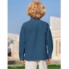 Arshiner Boys Linen Henley Cotton Shirt Button Up Short Sleeve Beach Tee Casual Tops Size 4-12 Years(Navy Blue)