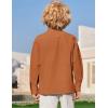 Arshiner Boys Linen Henley Cotton Shirt Button Up Short Sleeve Beach Tee Casual Tops Size 4-12 Years(Russet Brown)
