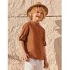 Arshiner Boys Linen Henley Cotton Shirt Button Up Short Sleeve Beach Tee Casual Tops Size 4-12 Years(Russet Brown)