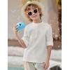 Arshiner Boys Linen Henley Cotton Shirt Button Up Short Sleeve Beach Tee Casual Tops Size 4-12 Years(White)