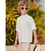 Arshiner Boys Linen Henley Cotton Shirt Button Up Short Sleeve Beach Tee Casual Tops Size 4-12 Years(White)