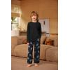 Arshiner Boys Loose-fit Pajamas Long Sleeve Top and Pants Car Print Black 2 Piece Pajama Set for Big Boys 12-13 Years