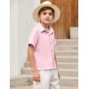 Arshiner Boys Pink Shirt Casual Short Sleeve Button Down Beach Shirt Solid Summer Blouse Size 8 (7-8years)