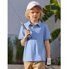 Arshiner Boys Polo Shirt Golf Stripe Short Sleeve Button Performance Sport Collared Shirts for Kids Size 4-12 Years(Blue)