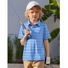 Arshiner Boys Polo Shirt Golf Stripe Short Sleeve Button Performance Sport Collared Shirts for Kids Size 4-12 Years(Blue/White Double-stripe)