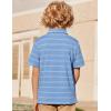 Arshiner Boys Polo Shirt Golf Stripe Short Sleeve Button Performance Sport Collared Shirts for Kids Size 4-12 Years(Blue/White Double-stripe)