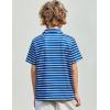 Arshiner Boys Polo Shirt Golf Stripe Short Sleeve Button Performance Sport Collared Shirts for Kids Size 4-12 Years(Blue/White Thick-stripe)