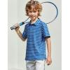 Arshiner Boys Polo Shirt Golf Stripe Short Sleeve Button Performance Sport Collared Shirts for Kids Size 4-12 Years(Blue/White Thick-stripe)