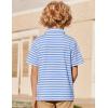 Arshiner Boys Polo Shirt Golf Stripe Short Sleeve Button Performance Sport Collared Shirts for Kids Size 4-12 Years(Blue-white Block Stripe)