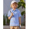 Arshiner Boys Polo Shirt Golf Stripe Short Sleeve Button Performance Sport Collared Shirts for Kids Size 4-12 Years(Blue-white Block Stripe)