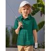 Arshiner Boys Polo Shirt Golf Stripe Short Sleeve Button Performance Sport Collared Shirts for Kids Size 4-12 Years(White Stripe on Green)