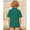 Arshiner Boys Polo Shirt Golf Stripe Short Sleeve Button Performance Sport Collared Shirts for Kids Size 4-12 Years(White Stripe on Green)
