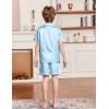 Arshiner Boys Silk Pajamas Set Short Sleeve Button Down Satin Pjs for 4-13 Years(Blue)