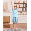 Arshiner Boys Silk Pajamas Set Short Sleeve Button Down Satin Pjs for 4-13 Years(Blue)