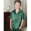 Arshiner Boys Silk Pajamas Set Short Sleeve Button Down Satin Pjs for 4-13 Years(Dark Green)