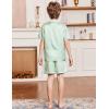 Arshiner Boys Silk Pajamas Set Short Sleeve Button Down Satin Pjs for 4-13 Years(Green)