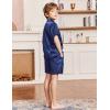 Arshiner Boys Silk Pajamas Set Short Sleeve Button Down Satin Pjs for 4-13 Years(Navy Blue)