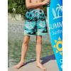 Arshiner Boys Swim Trunks Quick Dry Bathing Suit Boys Swim Shorts Stretch Swimsuit 6-14 Years(Coconut Tree/Sunset – Green/Black)