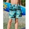 Arshiner Boys Swim Trunks Quick Dry Bathing Suit Boys Swim Shorts Stretch Swimsuit 6-14 Years(Coconut Tree/Sunset – Green/Black)