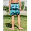 Arshiner Boys Swim Trunks Quick Dry Bathing Suit Boys Swim Shorts Stretch Swimsuit 6-14 Years(Coconut Tree/Sunset – Green/Black)