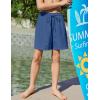 Arshiner Boys Swim Trunks Quick Dry Bathing Suit Boys Swim Shorts Stretch Swimsuit 6-14 Years(Navy Blue)
