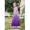 Arshiner Girls Maxi Dress Long/Short Sleeve Casual Holiday Dress with Pockets for 5-13 Years(Short Sleeve Purple Gradient)