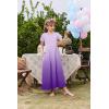 Arshiner Girls Maxi Dress Long/Short Sleeve Casual Holiday Dress with Pockets for 5-13 Years(Short Sleeve Purple Gradient)