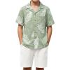 Arshiner Boys 2 Piece Hawaiian Outfits Button Down Shirt and Shorts Set Summer Vacation Clothes for 5-12 Years(Green/White Leaf)