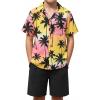 Arshiner Boys 2 Piece Hawaiian Outfits Button Down Shirt and Shorts Set Summer Vacation Clothes for 5-12 Years(Pink/Black Coconut Tree)