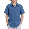 Arshiner Boys Button Up Shirts Casual Blue Summer Beach Shirts Size 12 (9-10years)