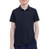 Arshiner Boys Golf Polo Shirt Uniform Short Sleeve Button Collared Tee Casual Performance Active T Shirt Size 4-13 Years(Midnight Blue)