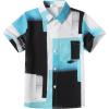 Arshiner Boy’s Hawaiian Shirt Summer Tropical Button Down Shirt Short Sleeve Beach Shirt for Kids 100% Cotton Size 4-14 Years(Blue & White Colorblock)