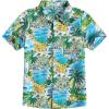 Arshiner Boy’s Hawaiian Shirt Summer Tropical Button Down Shirt Short Sleeve Beach Shirt for Kids 100% Cotton Size 4-14 Years(Blue- Coconut Tree Print)