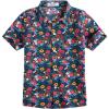 Arshiner Boy’s Hawaiian Shirt Summer Tropical Button Down Shirt Short Sleeve Beach Shirt for Kids 100% Cotton Size 4-14 Years(Navy- Floral Print)
