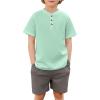 Arshiner Boy’s Henley T-Shirt and Shorts Set 2 Pieces Summer Clothing Outfits 9-10 Years Green & Grey