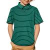 Arshiner Boys Polo Shirt Golf Stripe Short Sleeve Button Performance Sport Collared Shirts for Kids Size 4-12 Years(White Stripe on Green)