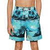 Arshiner Boys Swim Trunks Quick Dry Bathing Suit Boys Swim Shorts Stretch Swimsuit 6-14 Years(Coconut Tree/Sunset – Green/Black)