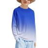 Boys UPF 50+ Rash Guard Swim Shirts Long Sleeve Quick Dry UV Sun Protection SPF Water Shirts for Boys and Girls(Gradient Blue White)