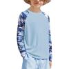Boys UPF 50+ Rash Guard Swim Shirts Long Sleeve Quick Dry UV Sun Protection SPF Water Shirts for Boys and Girls(Light Blue)