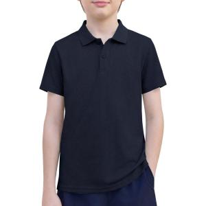 Arshiner Boys Golf Polo Shirt Uniform Short Sleeve Button Collared Tee Casual Performance Active T Shirt Size 4-13 Years(Midnight Blue)