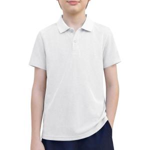 Arshiner Boys Golf Polo Shirt Uniform Short Sleeve Button Collared Tee Casual Performance Active T Shirt Size 4-13 Years(White)