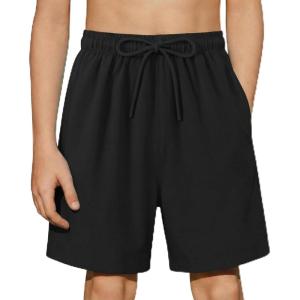 Arshiner Boys Swim Trunks Quick Dry Bathing Suit Boys Swim Shorts Stretch Swimsuit 6-14 Years(Black)