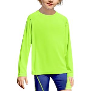 Boys UPF 50+ Rash Guard Swim Shirts Long Sleeve Quick Dry UV Sun Protection SPF Water Shirts for Boys and Girls(Neon Yellow)