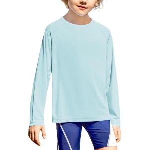 Boys UPF 50+ Rash Guard Swim Shirts Long Sleeve Quick Dry UV Sun Protection SPF Water Shirts for Boys and Girls(Pastel Blue)
