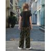 Arshiner Girls 2 Piece Outfits Summer Clothes Short Sleeve Crewneck Tops Wide Leg Pants Trendy Clothing Sets(Black-camouflage)