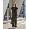 Arshiner Girls 2 Piece Outfits Summer Clothes Short Sleeve Crewneck Tops Wide Leg Pants Trendy Clothing Sets(Black-camouflage)
